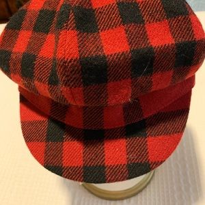 Burberry Wool Red Plaid Newsboy Cap. Hardly Worn.